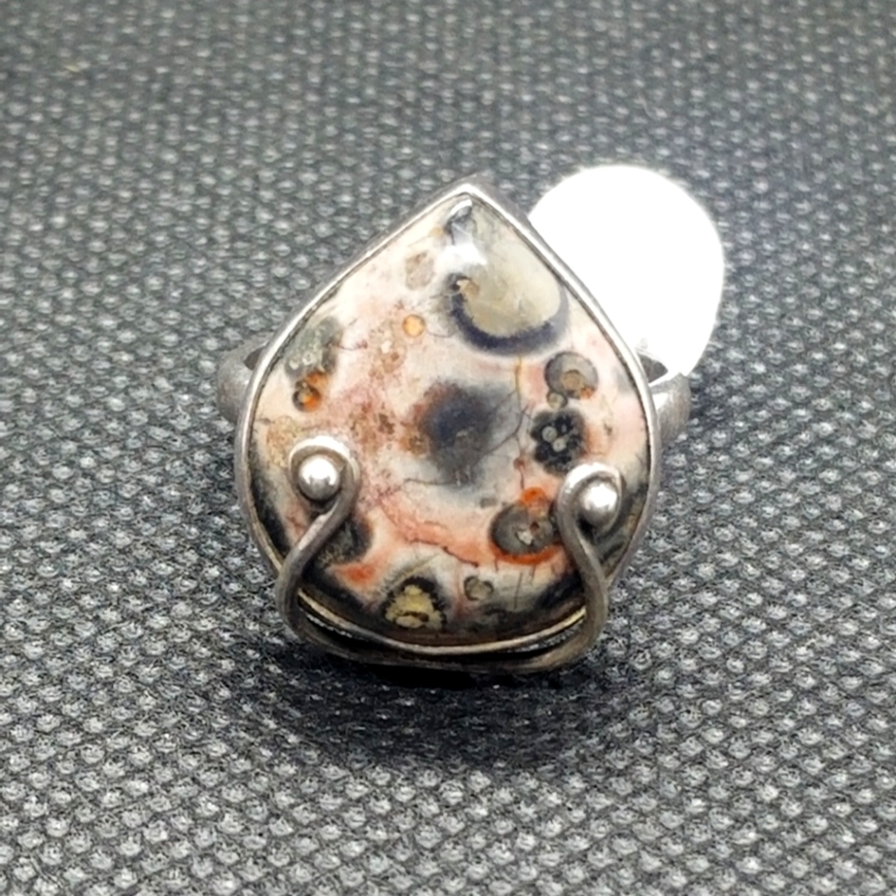 Vintage Sterling Silver Dalmation Jasper Ring